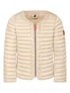 Save The Duck Beige Down Jacket For Girl With Logo In Neutrals