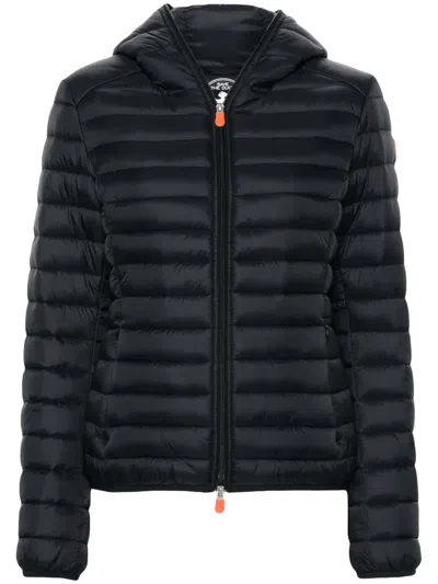 Save The Duck Logo-patch Padded Jacket In Black