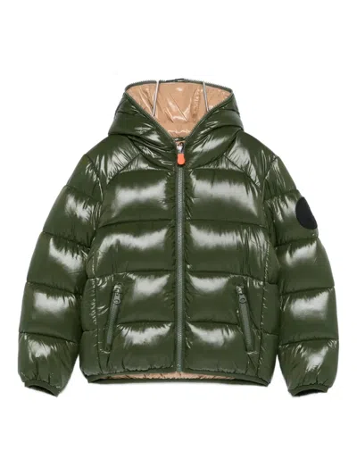 Save The Duck Kids' Logo-patch Padded Jacket In Green