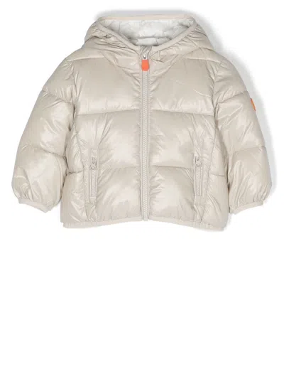 Save The Duck Babies' Logo-patch Padded Jacket In Neutrals