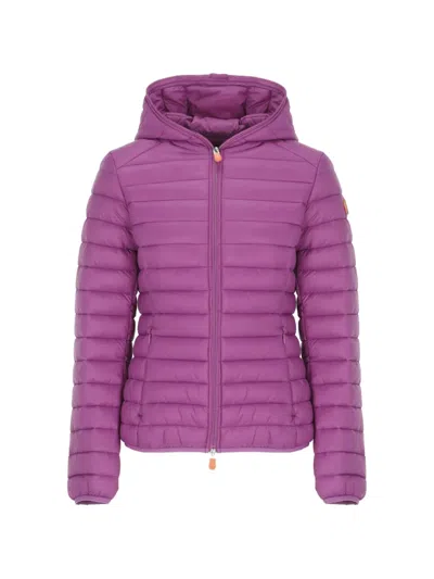 Save The Duck Logo-patch Padded Jacket In Purple