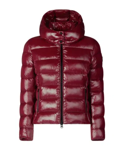 Save The Duck Logo Patch Padded Jacket In Burgundy