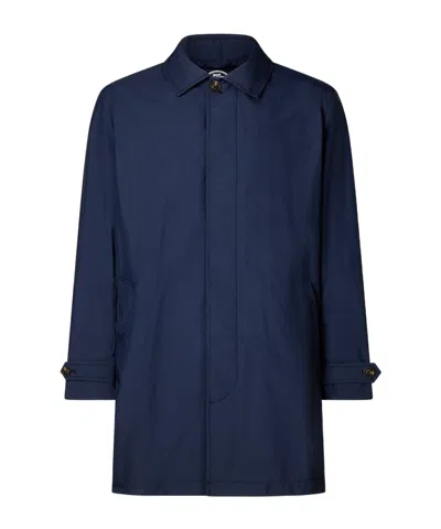 Save The Duck Logo-appliqué Single-breasted Coat In Blue