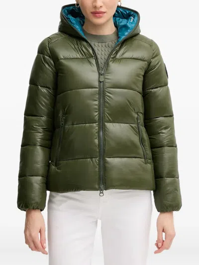 Save The Duck Lois Hooded Puffer Jacket In Green