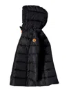 Save The Duck Long Animal Free Hooding Down Jacket In Black