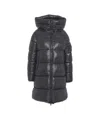 Save The Duck Long Quilted Down Jacket With High Collar And Plumtech Insulation In Black