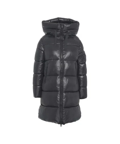 SAVE THE DUCK LONG QUILTED DOWN JACKET WITH HIGH COLLAR AND PLUMTECH INSULATION