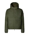 Save The Duck Quilted Green Light Jacket With Double-slider Zip Hood In Green