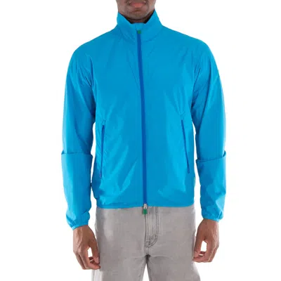 Save The Duck Long Sleeve Windbreaker Jacket, Size Medium In Blue