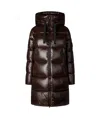 Save The Duck Isabel Hooded Long Puffer Jacket In Black