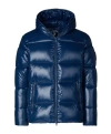 Save The Duck Logo-patch Padded Hooded Jacket In Blue