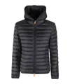 Save The Duck 'daisy' Black Down Jacket With Logo Patch In Eco Tech Fabric Woman