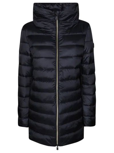 SAVE THE DUCK LONG STRAIGHT-CUT LYDIA COAT WITH HIGH COLLAR