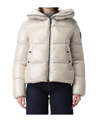 Save The Duck Long-sleeved Zippered Cotton Jacket In Nude