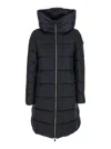 Save The Duck Lysa Black Long Down Jacket With Logo Detail In Shiny Fabric Woman In Black