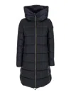 Save The Duck Lysa Black Long Down Jacket With Logo Detail In Shiny Fabric Woman In Black
