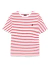 Save The Duck Cotton T-shirt In Red And White Stripes With Logo In Red