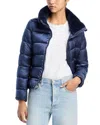 Save The Duck Mei Faux Fur Trim Quilted Jacket In Blue