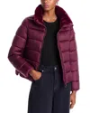 Save The Duck Mei Faux Fur Trim Quilted Jacket In Purple