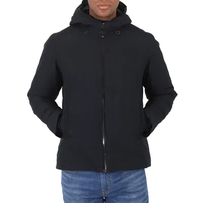 SAVE THE DUCK MEN'S BLACK ALVARO LOGO-PATCH HOODED PADDED JACKET