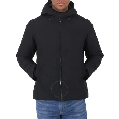 Save The Duck Men's Black Alvaro Logo-patch Hooded Padded Jacket