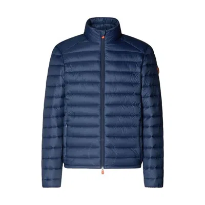SAVE THE DUCK SAVE THE DUCK MEN'S BLUE ALEXANDER ANIMAL FREE PUFFER JACKET