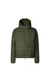 Save The Duck Quilted Green Light Jacket With Double-slider Zip Hood In Verde Blu E Verdi
