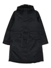 Save The Duck Mid-length Black Coat With Adjustable Hood In Black