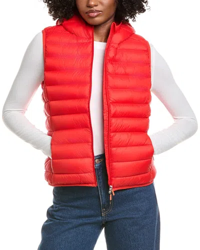 Save The Duck Milena Hooded Vest In Red