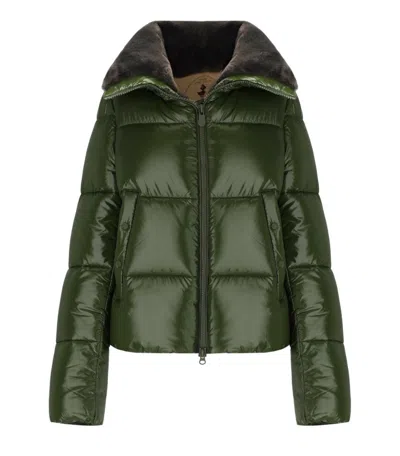 Save The Duck Moma Green Cropped Padded Jacket