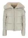 Save The Duck Quilted Borg-collar Jacket In Neutral