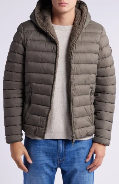Save The Duck Morus Water Resistant Hooded Quilted Puffer Jacket In Mud Grey