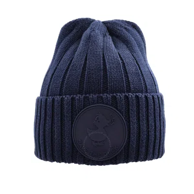 Save The Duck Navy Blue Logo Patch Knitted Beanie