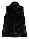 Save The Duck Sleeveless Faux Fur Jacket With High Collar In Black