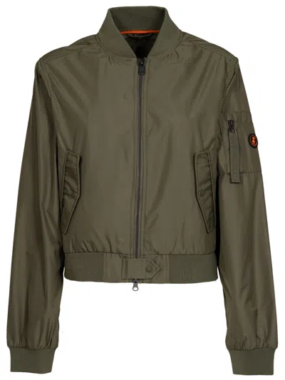 Save The Duck Zip-up Bomber Jacket In Green