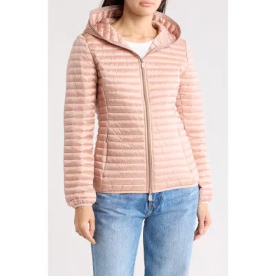 Save The Duck Olly Quilted Hooded Puffer Jacket In Powder Pink
