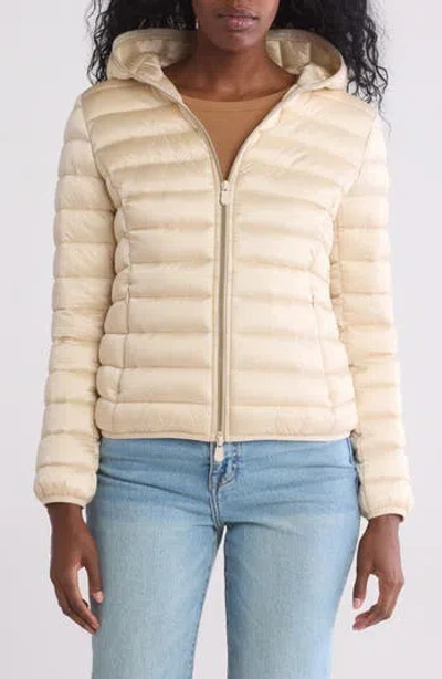 Save The Duck Olly Water Repellent Hooded Puffer Jacket In Shore Beige