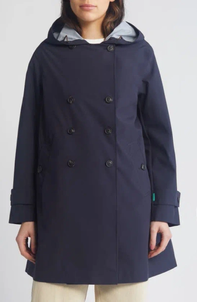 Save The Duck Orel Waterproof Trench Coat In Blue Black