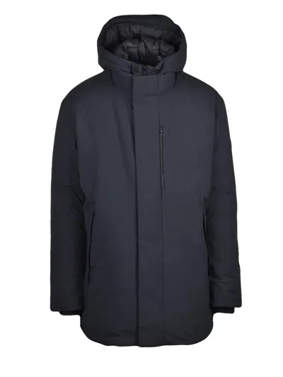 Save The Duck Padded Black Parka With Detachable Hood And Matte Finish In Blue