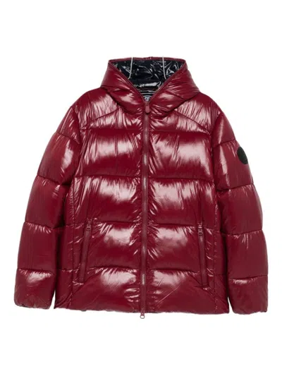 SAVE THE DUCK PADDED BURGUNDY JACKET WITH HORIZONTAL QUILTING