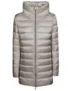 Save The Duck Padded High-collar Jacket With Quilted Texture In Gray