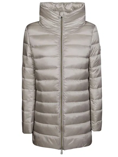 Save The Duck Padded High-collar Jacket With Quilted Texture In Grey