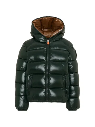 Save The Duck Kids' Padded Hooded Jacket In Green