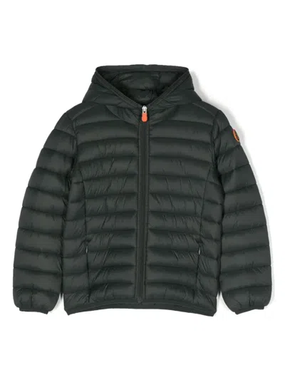 Save The Duck Kids' Padded Hooded Jacket In Green