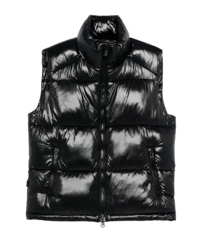 Save The Duck Padded Zip-up Vest In Black