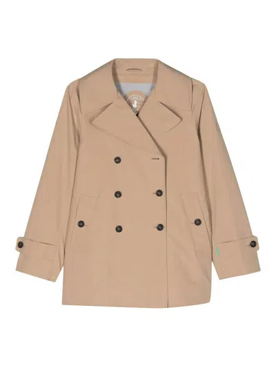 Save The Duck Sofi Double-breasted Short Parka In Neutral