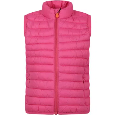 Save The Duck Kids' Pink Ozam Vest For Girl With Logo