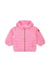 Save The Duck Pink Down Jacket For Baby Girl With Logo