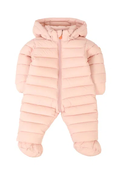 Save The Duck Pink Down Jacket For Baby Girl With Logo