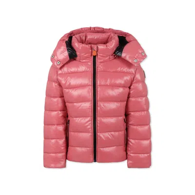 Save The Duck Kids' Pink Down Jacket For Girl With Logo